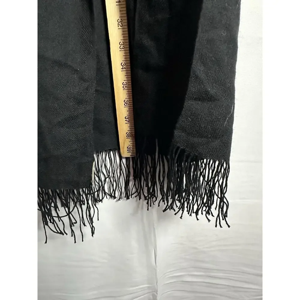 Nordstrom Black Cashmere Scarf Fringe Hem Made in China - Picture 4 of 10